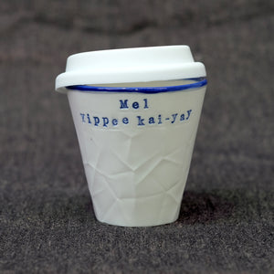 Ceramic Personalised  Coloured Rim Paper Series Piccolo Keep Cup | Hayden Youlley