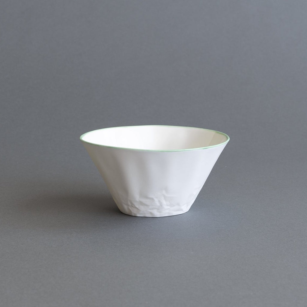 Ceramic Noodle/Soup Bowl - Paper Apple Green Rim