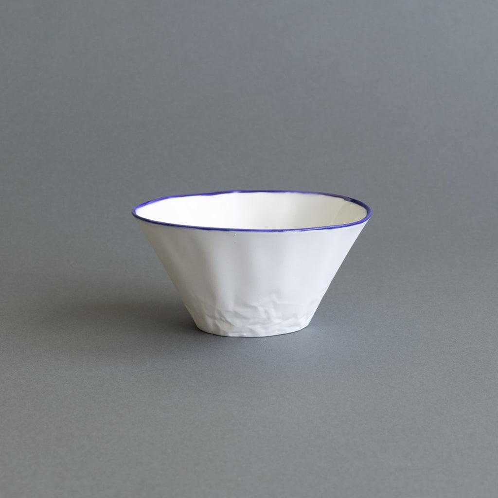 Ceramic Noodle/Soup Bowl - Paper Deep Blue Rim