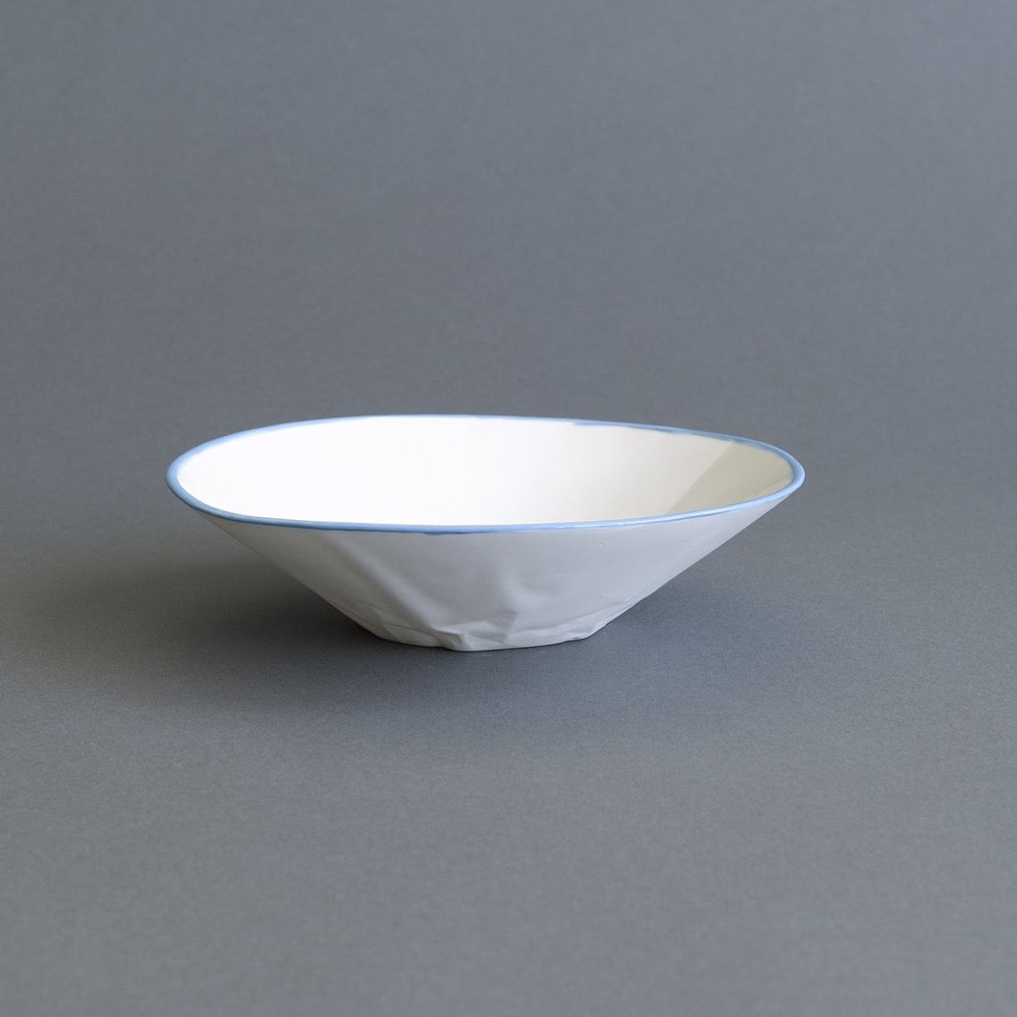 Ceramic Pasta Bowl - Paper Turquoise Rim