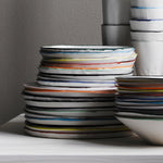 Ceramic Coloured Rim Dinner Plate Set of 6 - Paper