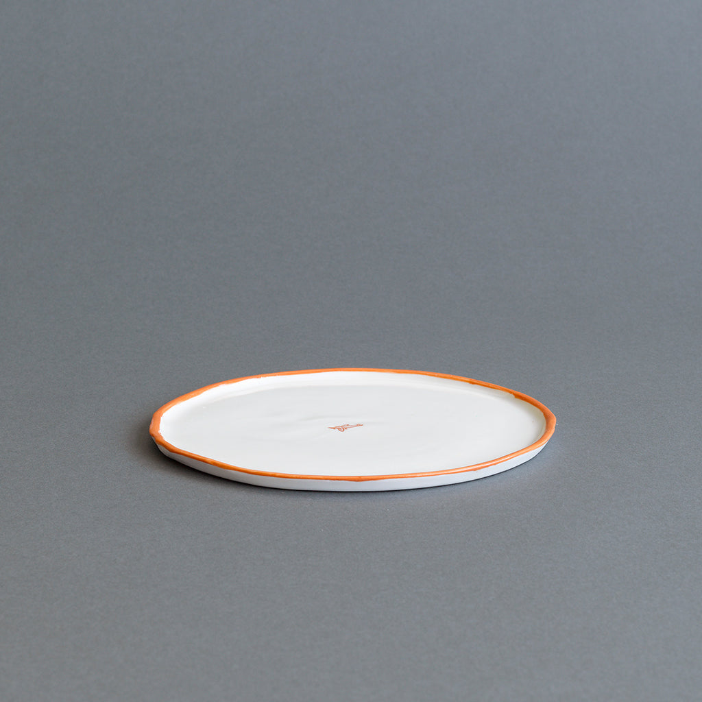 Ceramic Entree Plate - Paper Orange Rim