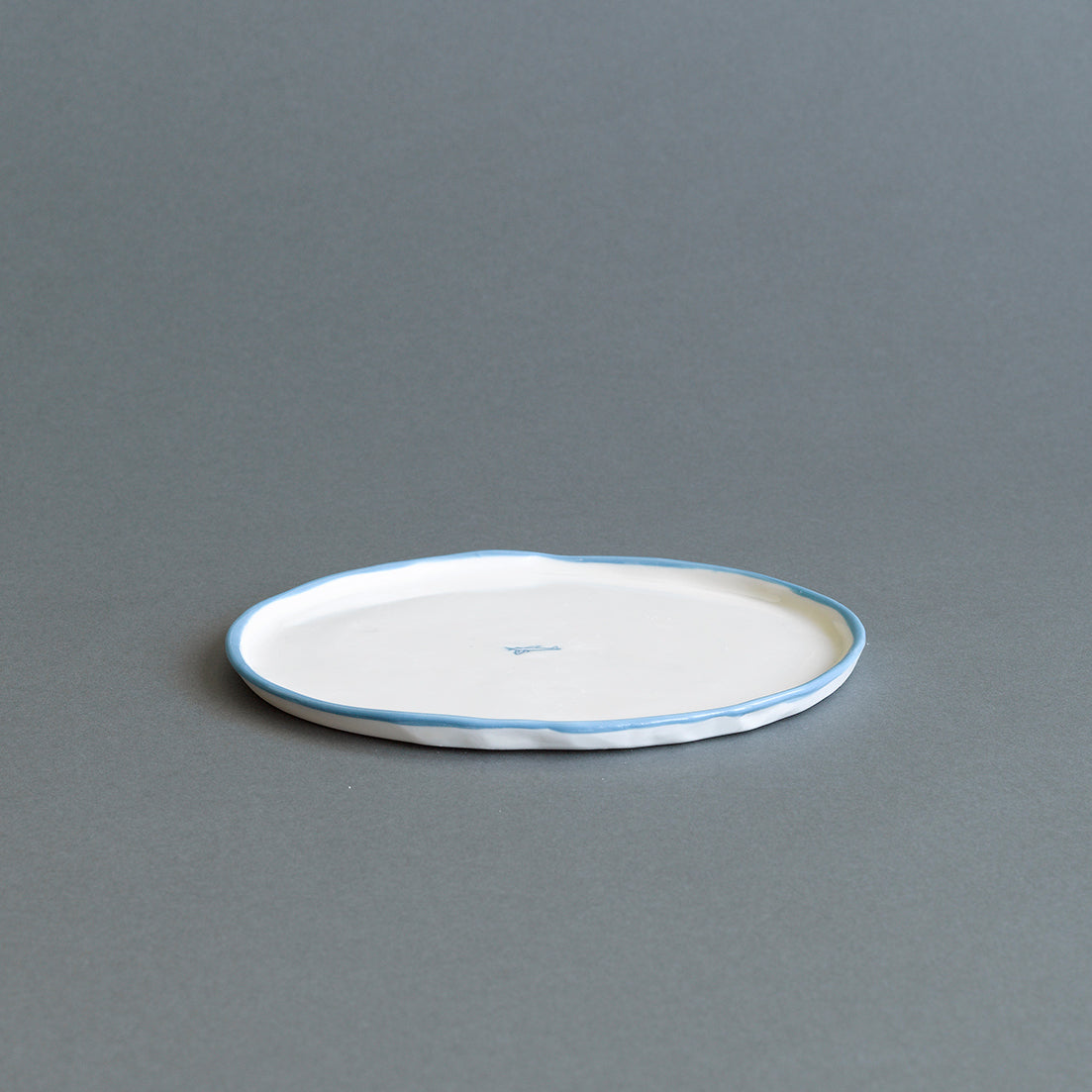 Ceramic Entree Plate - Paper Turquoise Rim