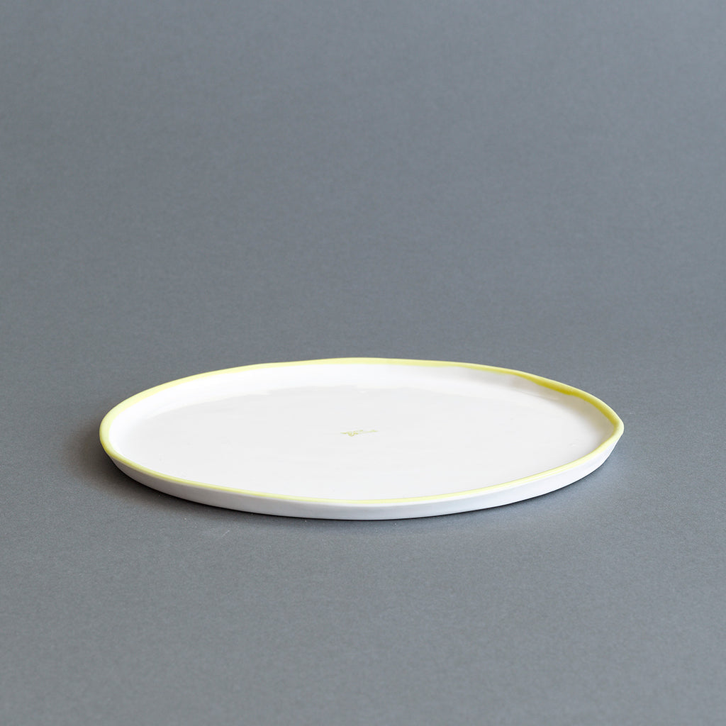 Ceramic Dinner Plate - Paper Yellow Rim