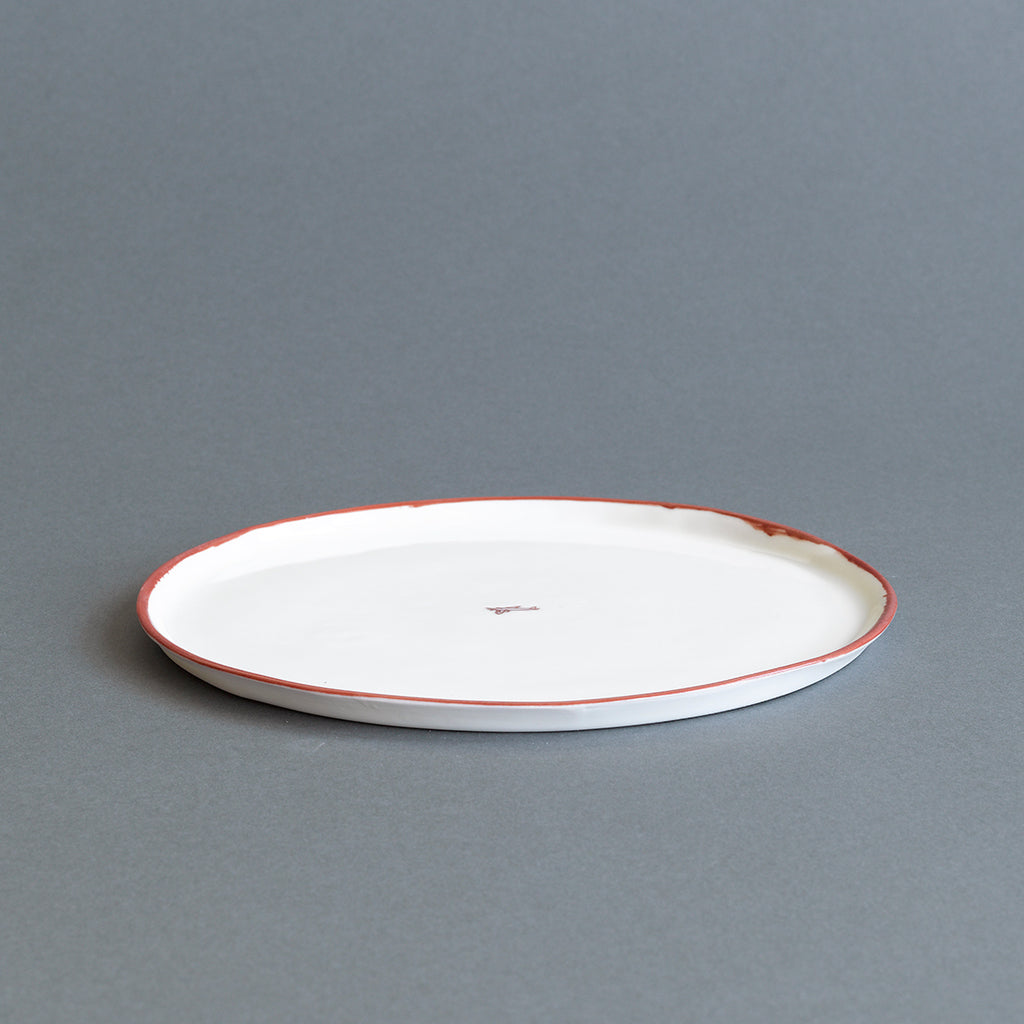 Red Rim Ceramic Dinner Plate - Paper Series