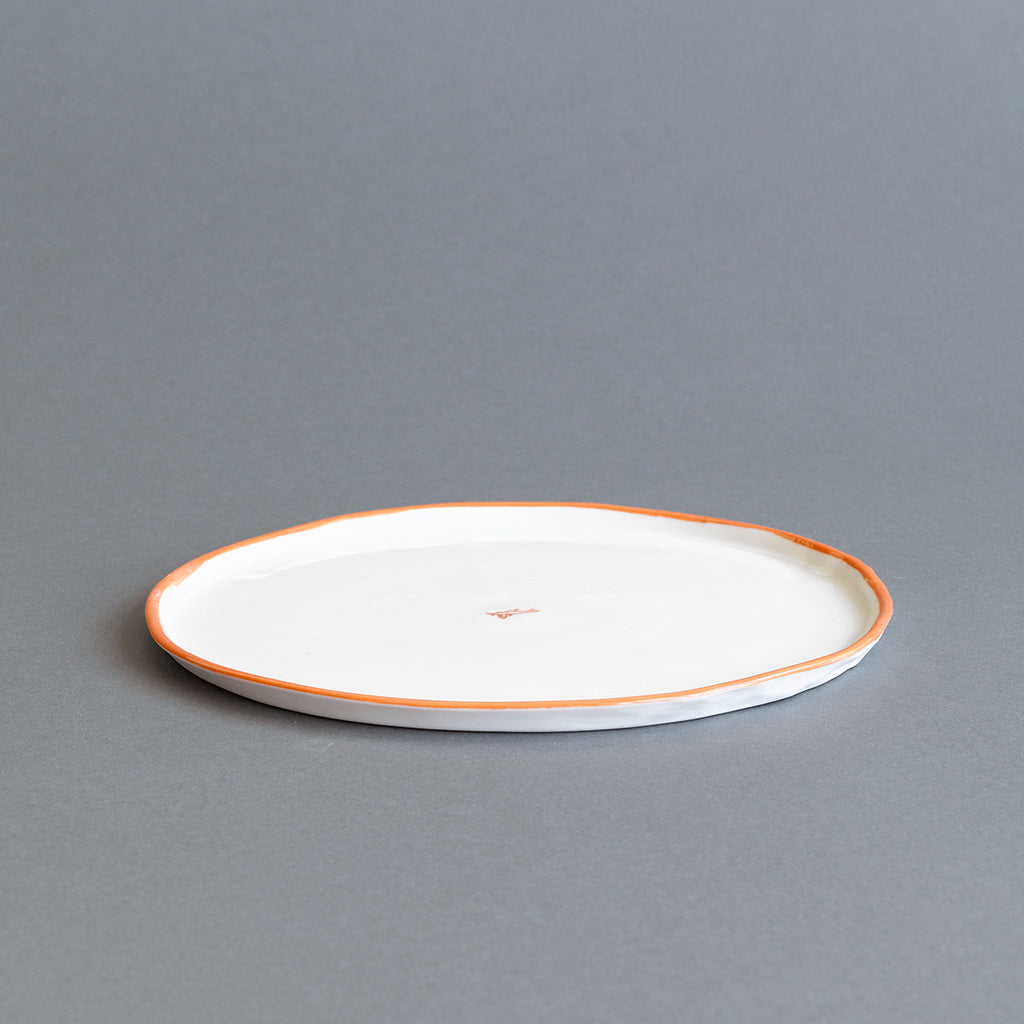 Ceramic Dinner Plate - Paper Orange Rim